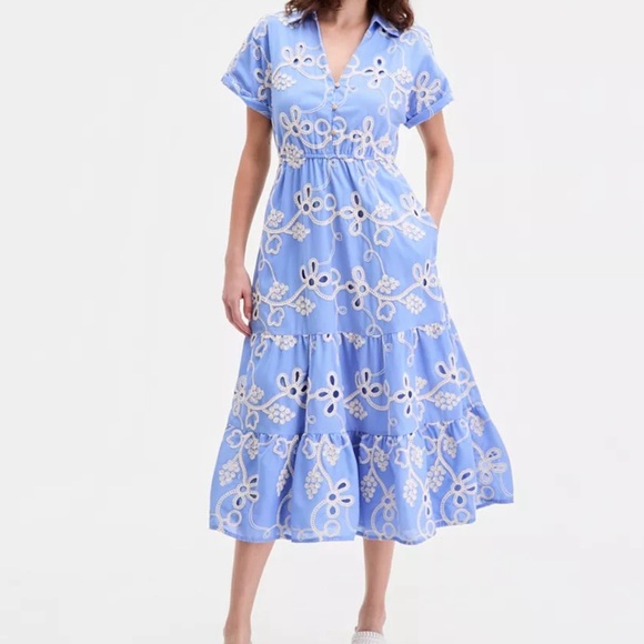 Sam Edelman Embroidered Blue Midi Dress - Picture 2 of 8